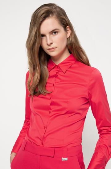 Bluza HUGO Slim Fit Czerwone Damskie (Pl01326)